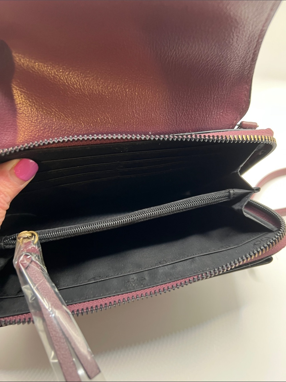 Women's Burgundy Plaid Crossbody Wallet - Unbranded - Picture 8 of 9